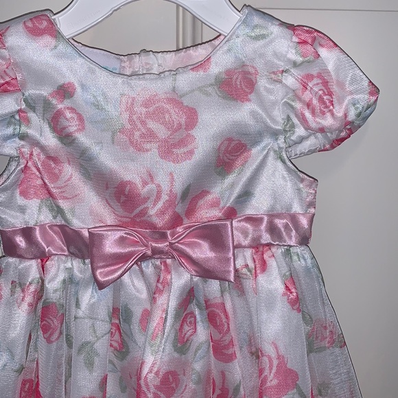 Nannette Baby,6-9m,Perfectly Pretty in Pink,Printed Shades of Pink Roses onTulle - Picture 2 of 9